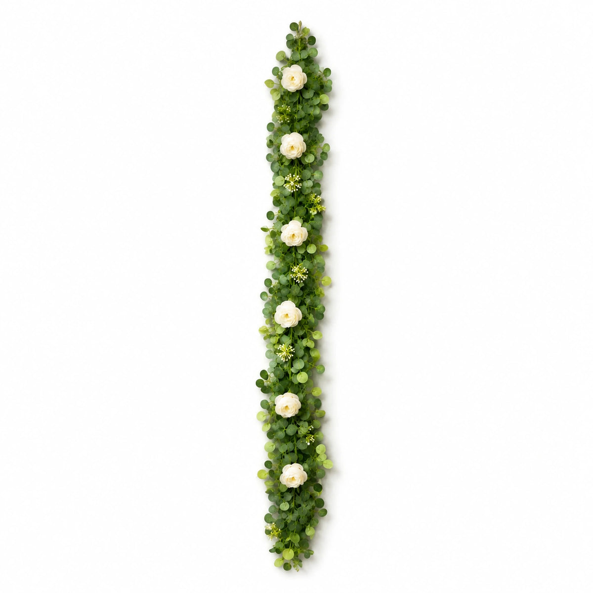 Cream Rose & Eucalyptus Garland, 6.2 ft