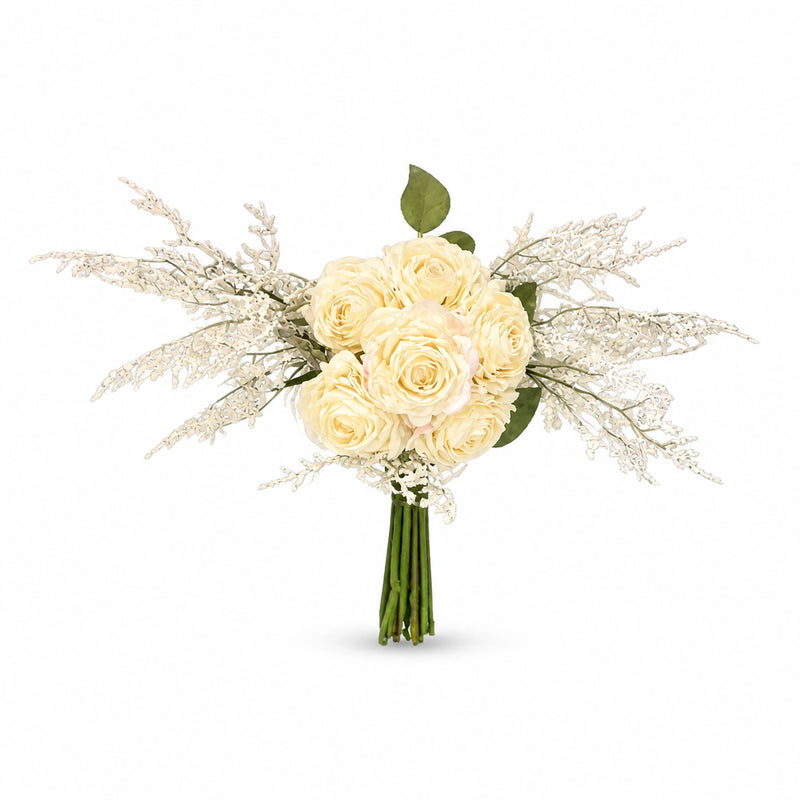 Real-Touch Bridal Rose Bouquet, Medium