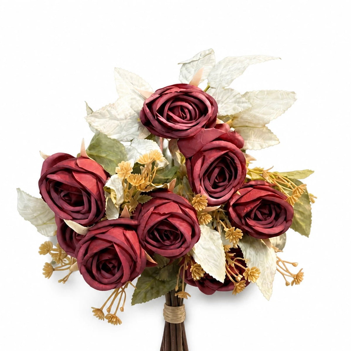 Burgundy, Terracotta & Cream Rose Bouquet — burgundy studio view