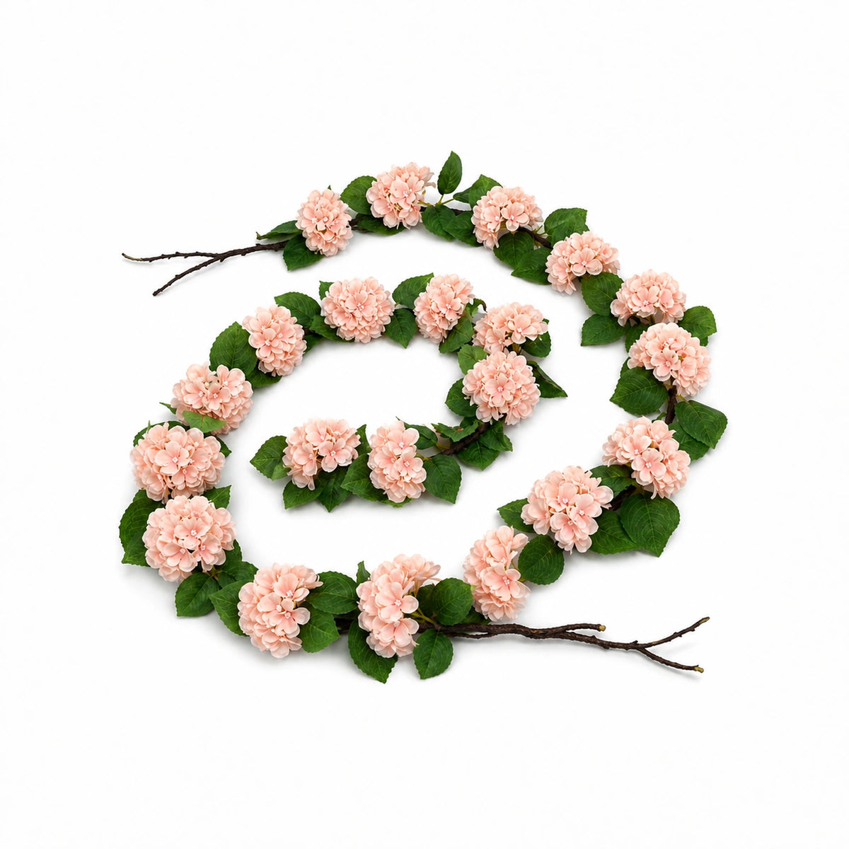 Hydrangea Garland, Blue & Pink — Pink studio view