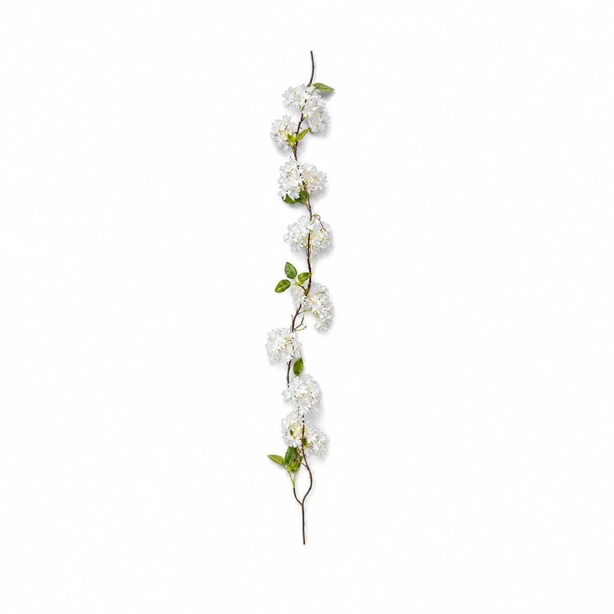 White & Pink Hydrangea Garland, 6.2 ft — White studio view