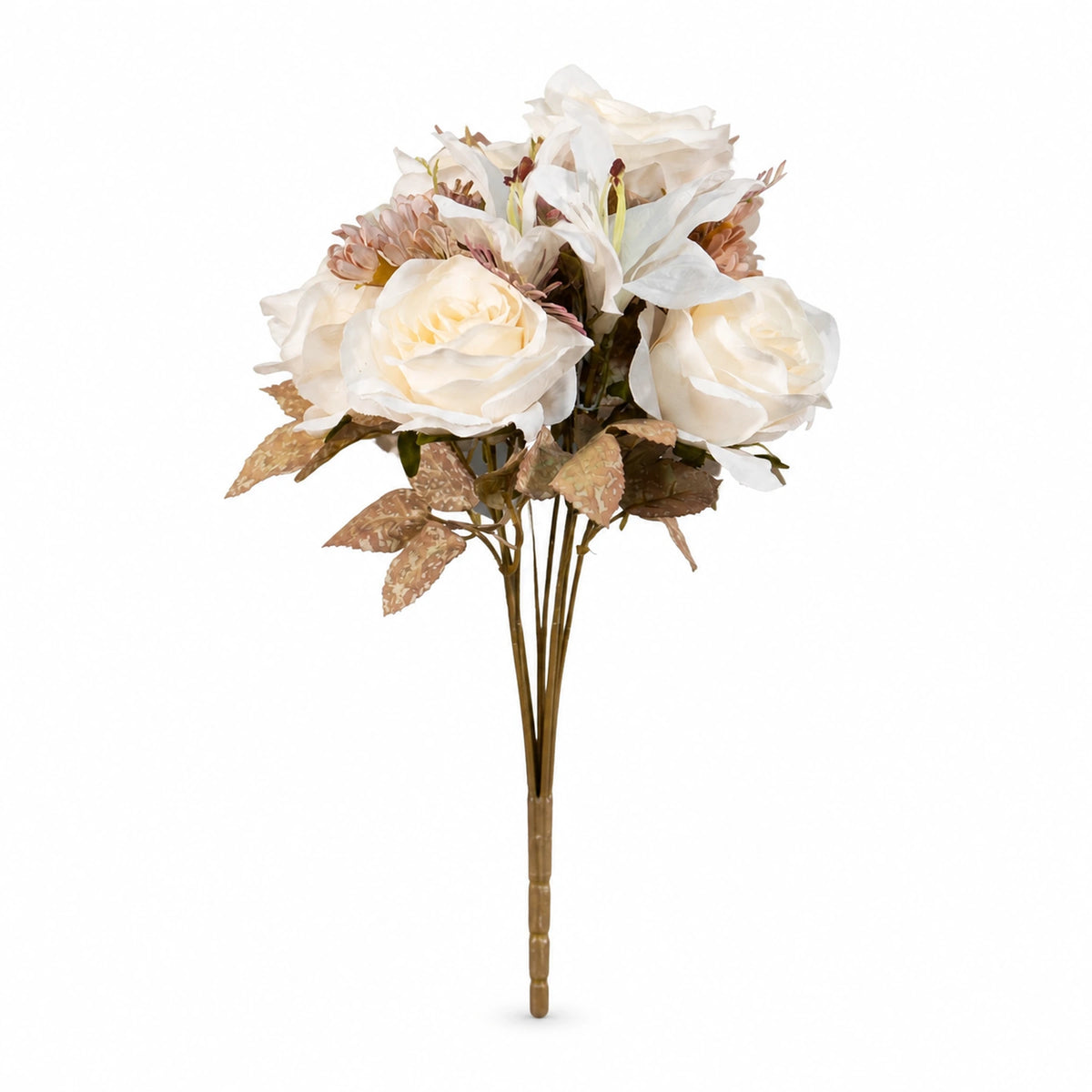 Peach Vintage Rose Bouquet — Cream studio view