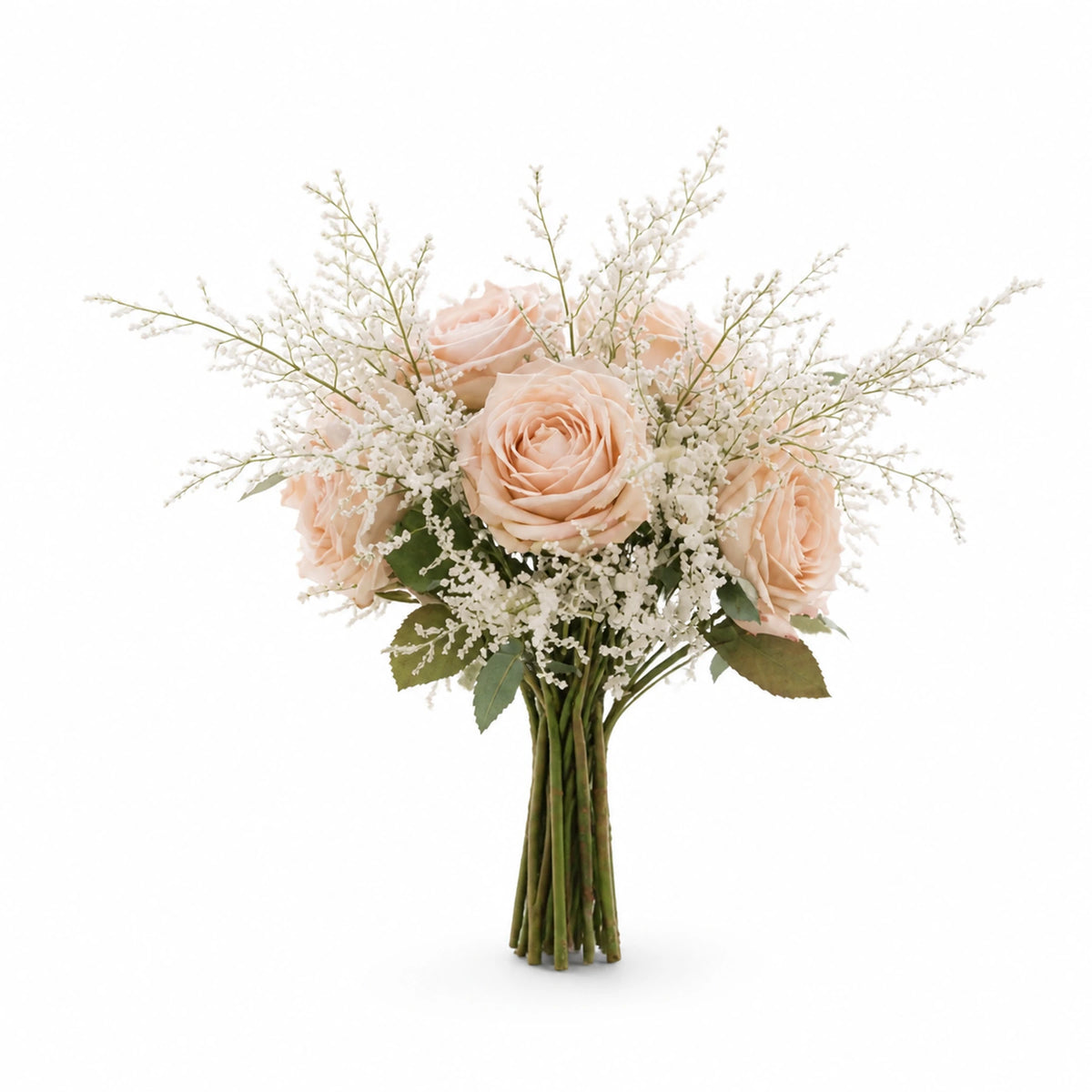 Real-Touch Bridal Rose Bouquet, 8 in — Cinnamon studio view
