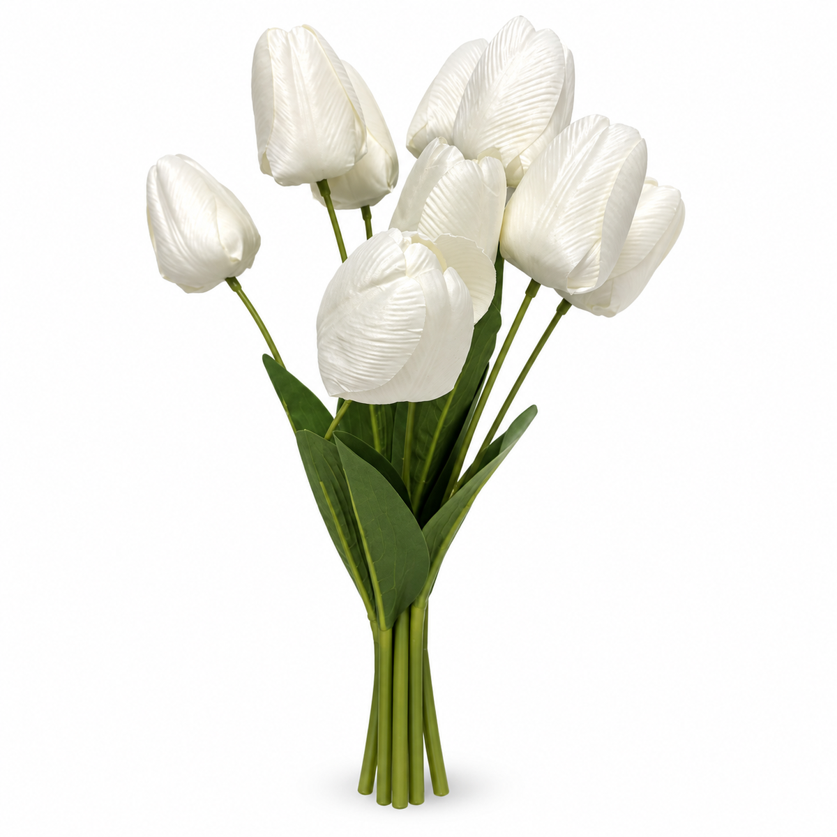 Tulip Bouquet, 9 Heads — White — studio product photo on white