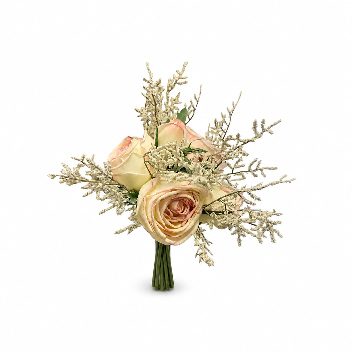 Real-Touch Bridal Rose Bouquet — Soft Blush Pink studio view