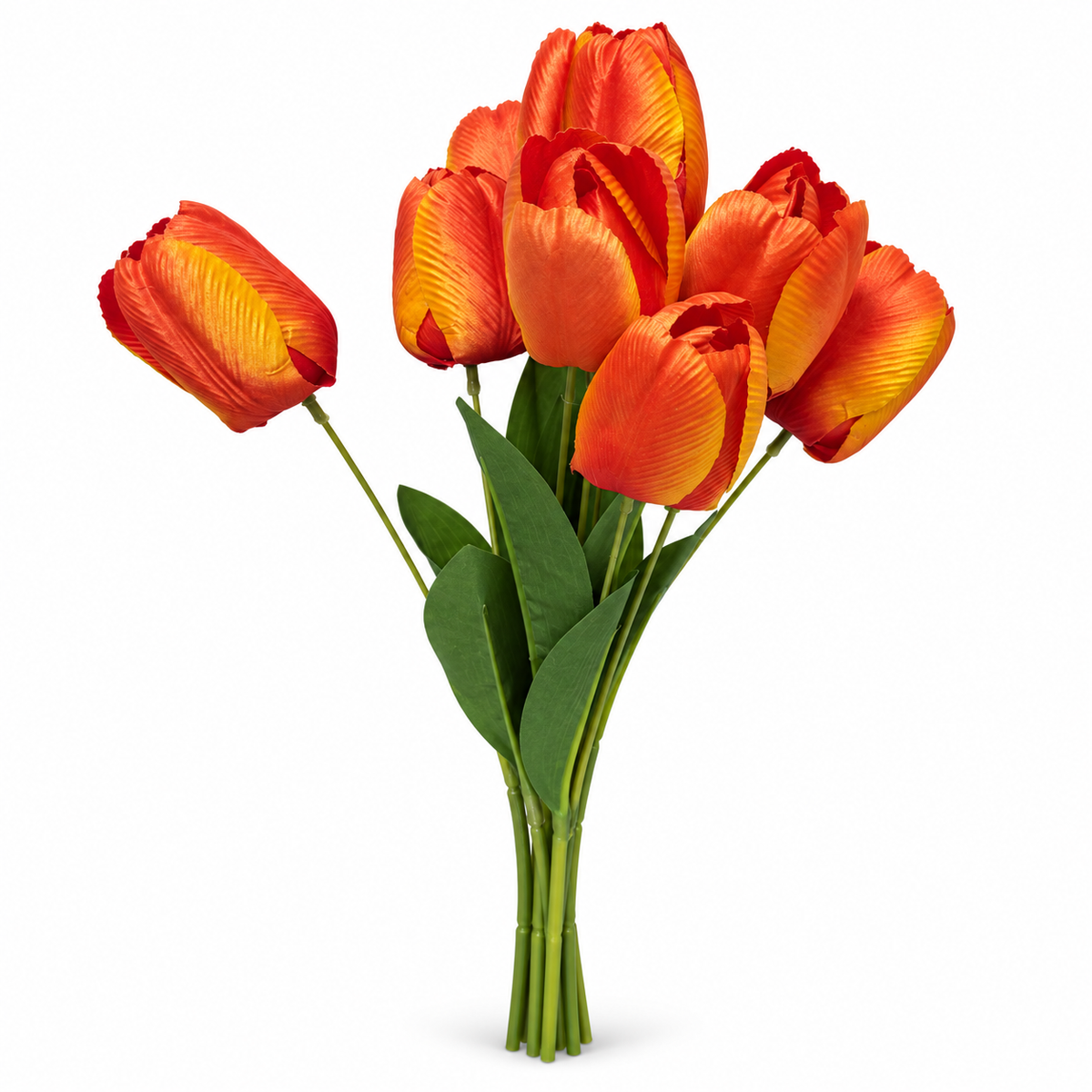 Tulip Bouquet, 9 Heads — Orange — studio product photo on white