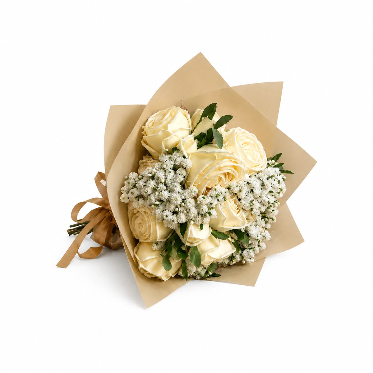 Petit Real-Touch Rose Bouquet, 10 in — Soft Peach studio view