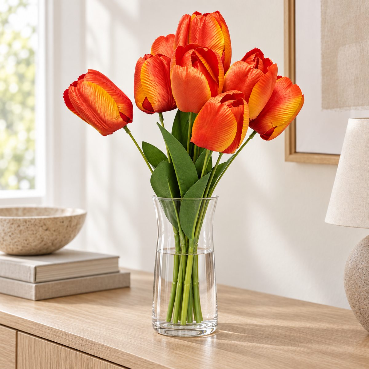Tulip Bouquet, 9 Heads — Orange — lifestyle scene