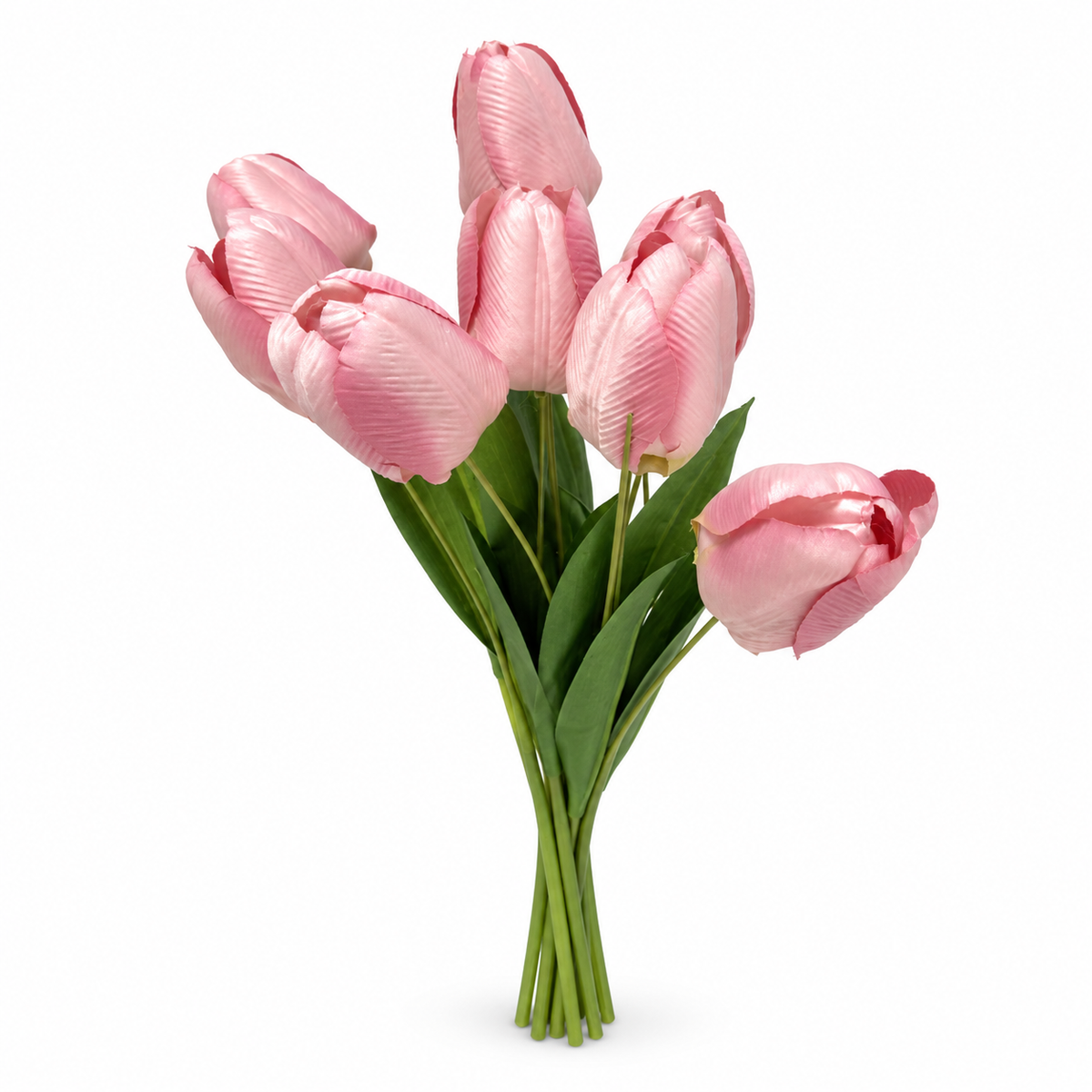 Tulip Bouquet, 9 Heads — Pink — studio product photo on white
