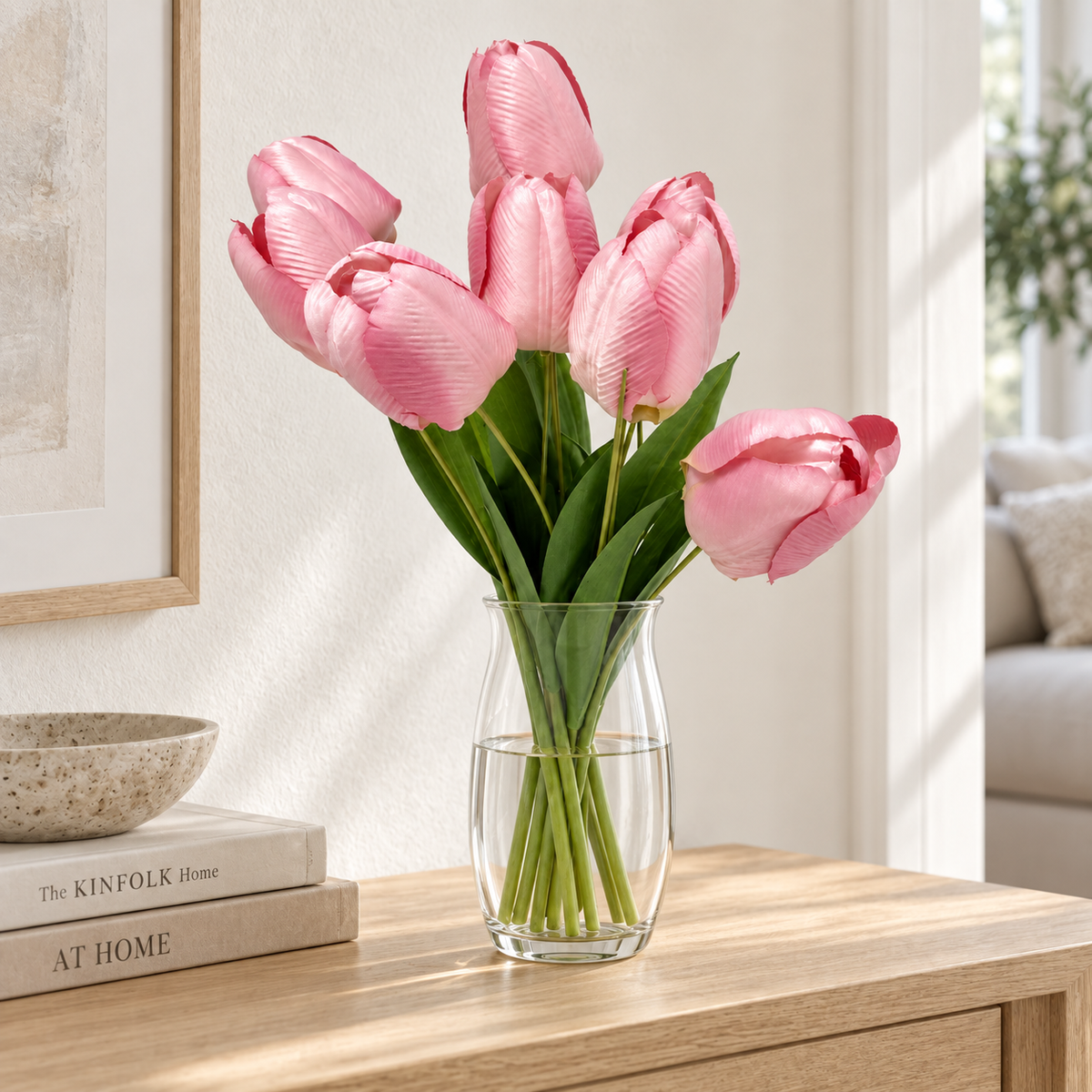 Tulip Bouquet, 9 Heads — Pink — lifestyle scene