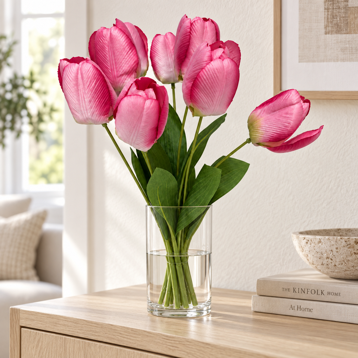 Tulip Bouquet, 9 Heads — Fuchsia — lifestyle scene
