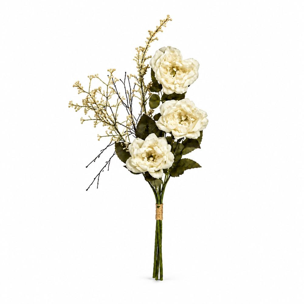 Vintage rose / filler posy • 3 heads, 45 cm — Blanco