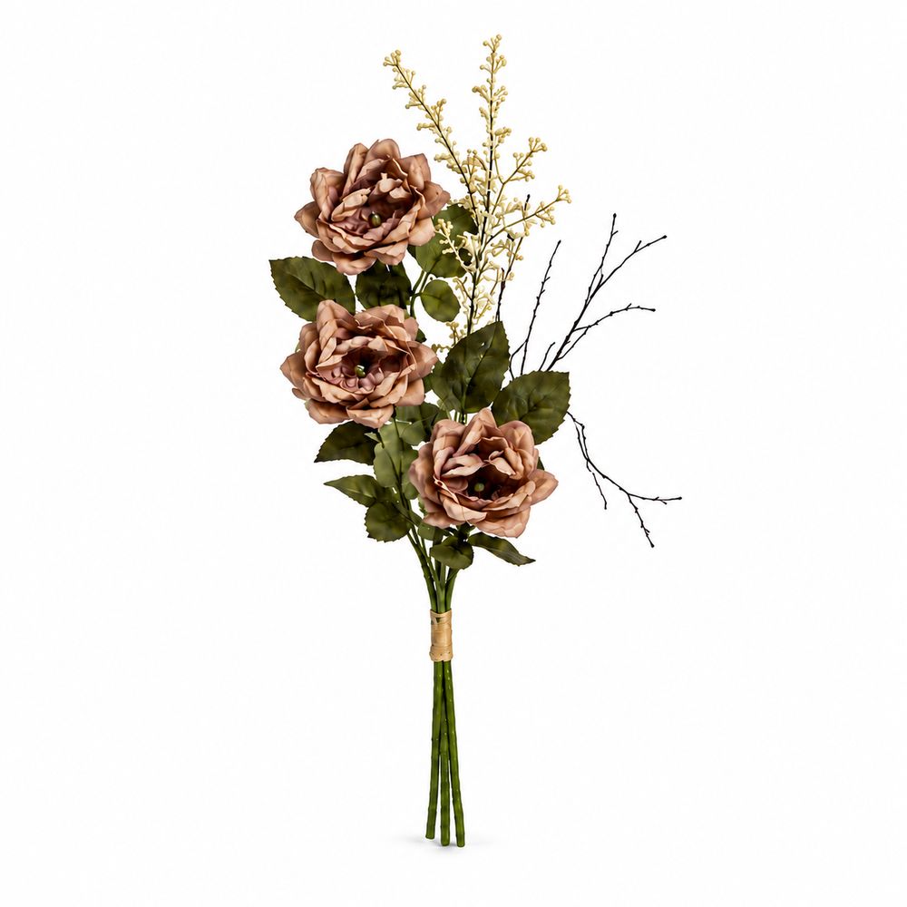 Vintage rose / filler posy • 3 heads, 45 cm — Rosado claro