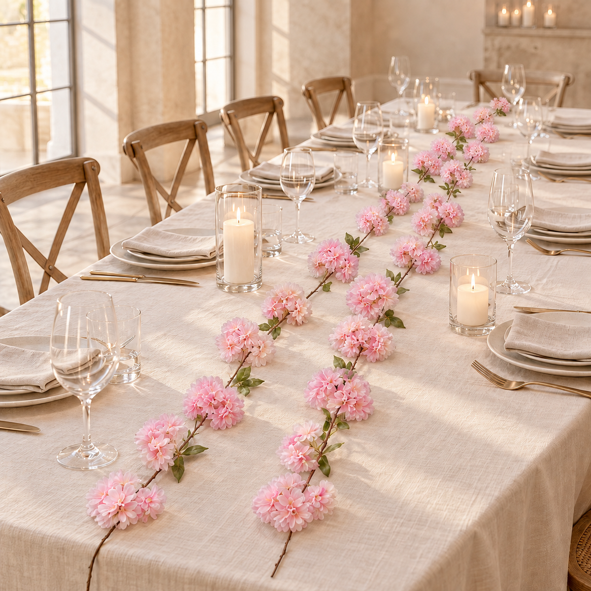 Cherry Blossom Hydrangea Garland, 7 ft