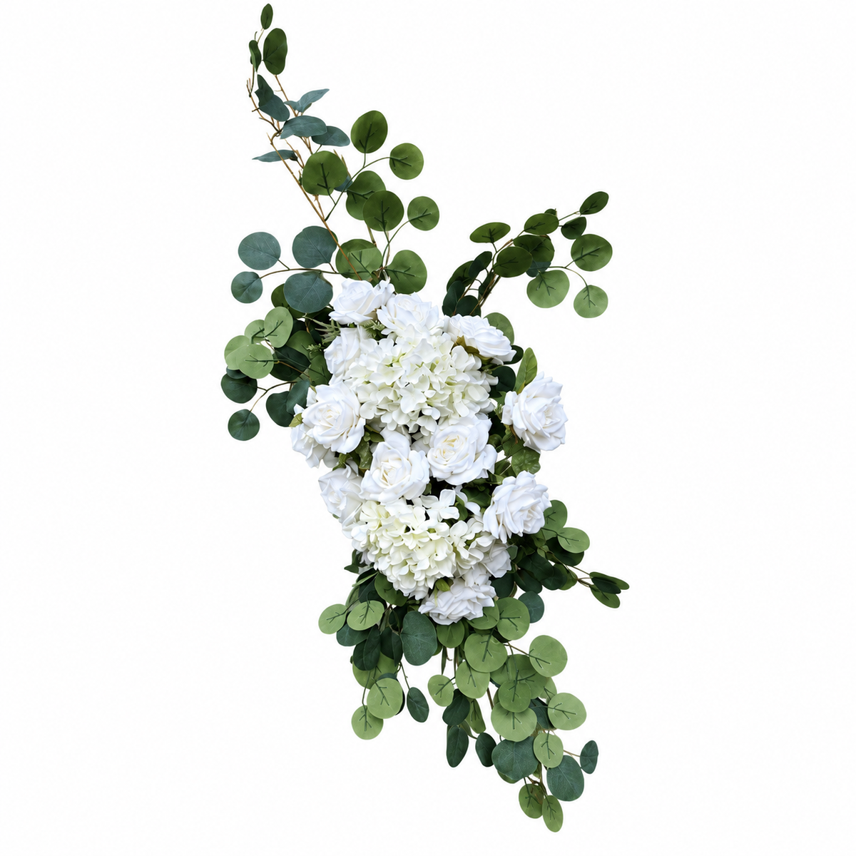 White Rose, Hydrangea & Eucalyptus Arrangement