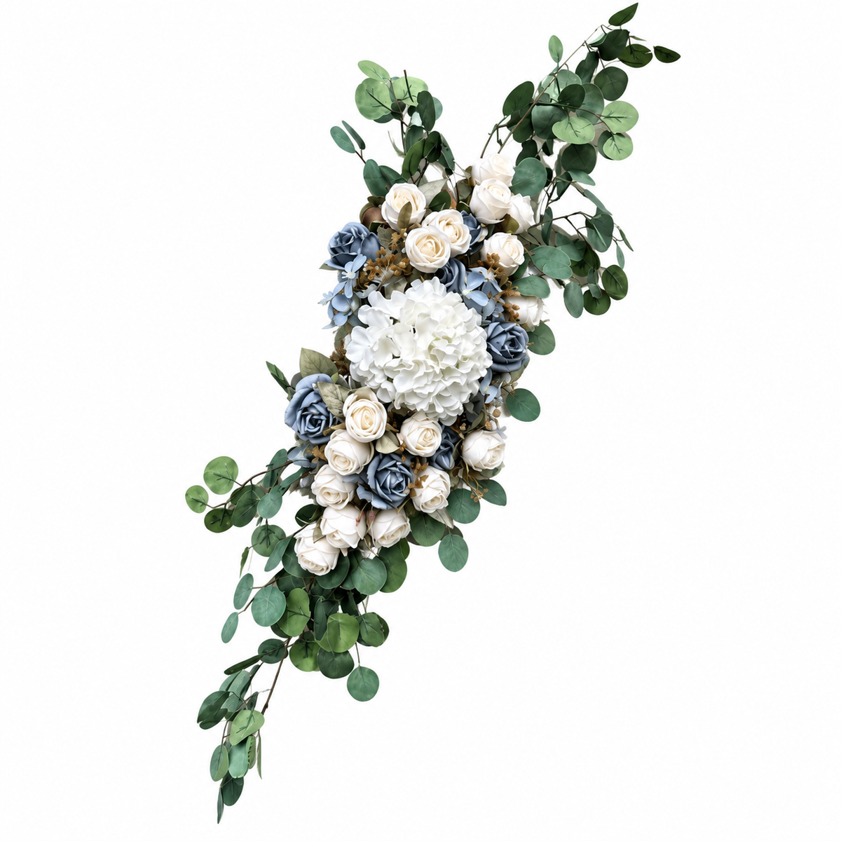 Blue & Ivory Rose and Hydrangea Arrangement