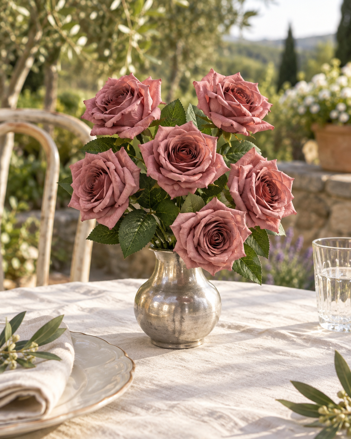Rose Bouquet, 7 Heads, 42 cm