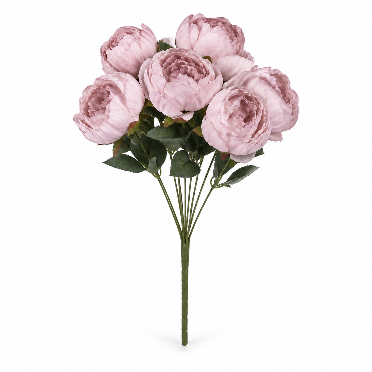 Peony-Style Garden Rose Bouquet — Pink — studio product photo on white