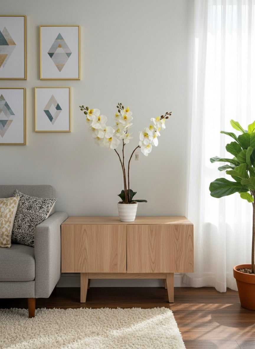White Phalaenopsis Orchid, Potted