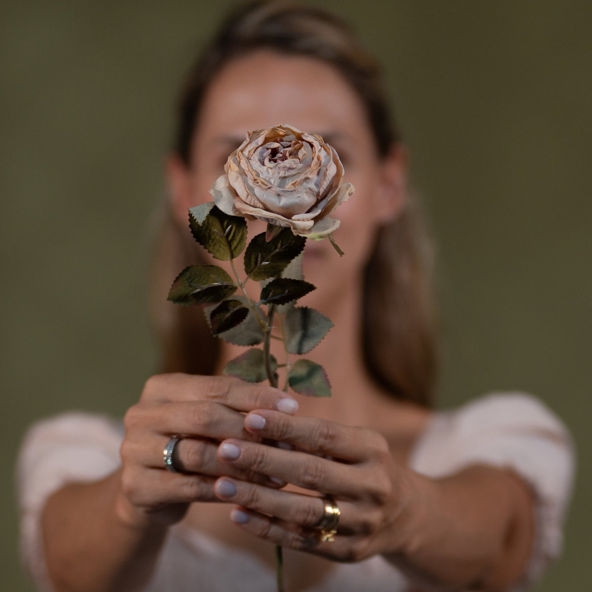 Mixed Floral Bouquet, Cream & Vintage Rose