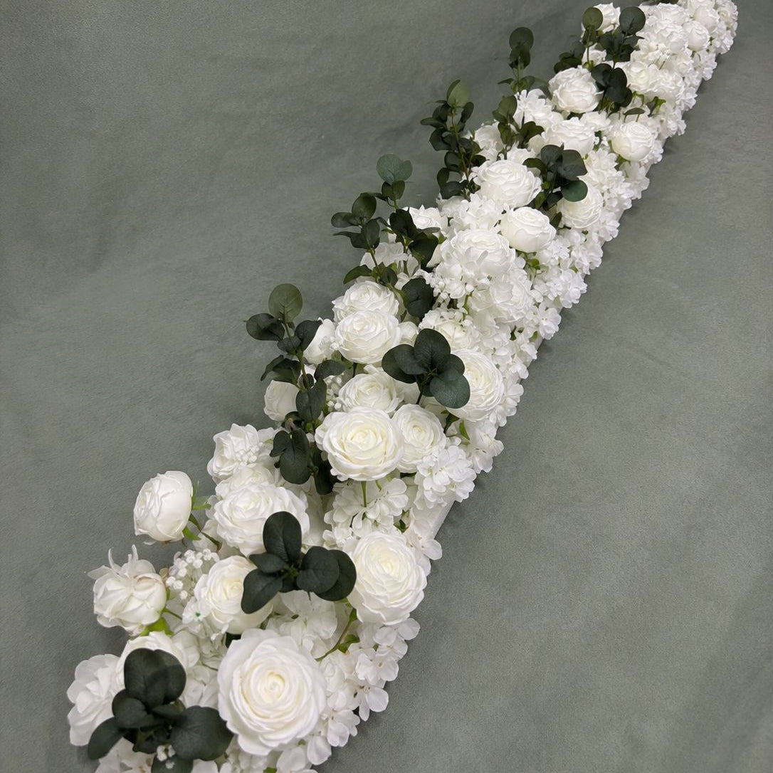 White Floral Line Garland, 6.6 ft