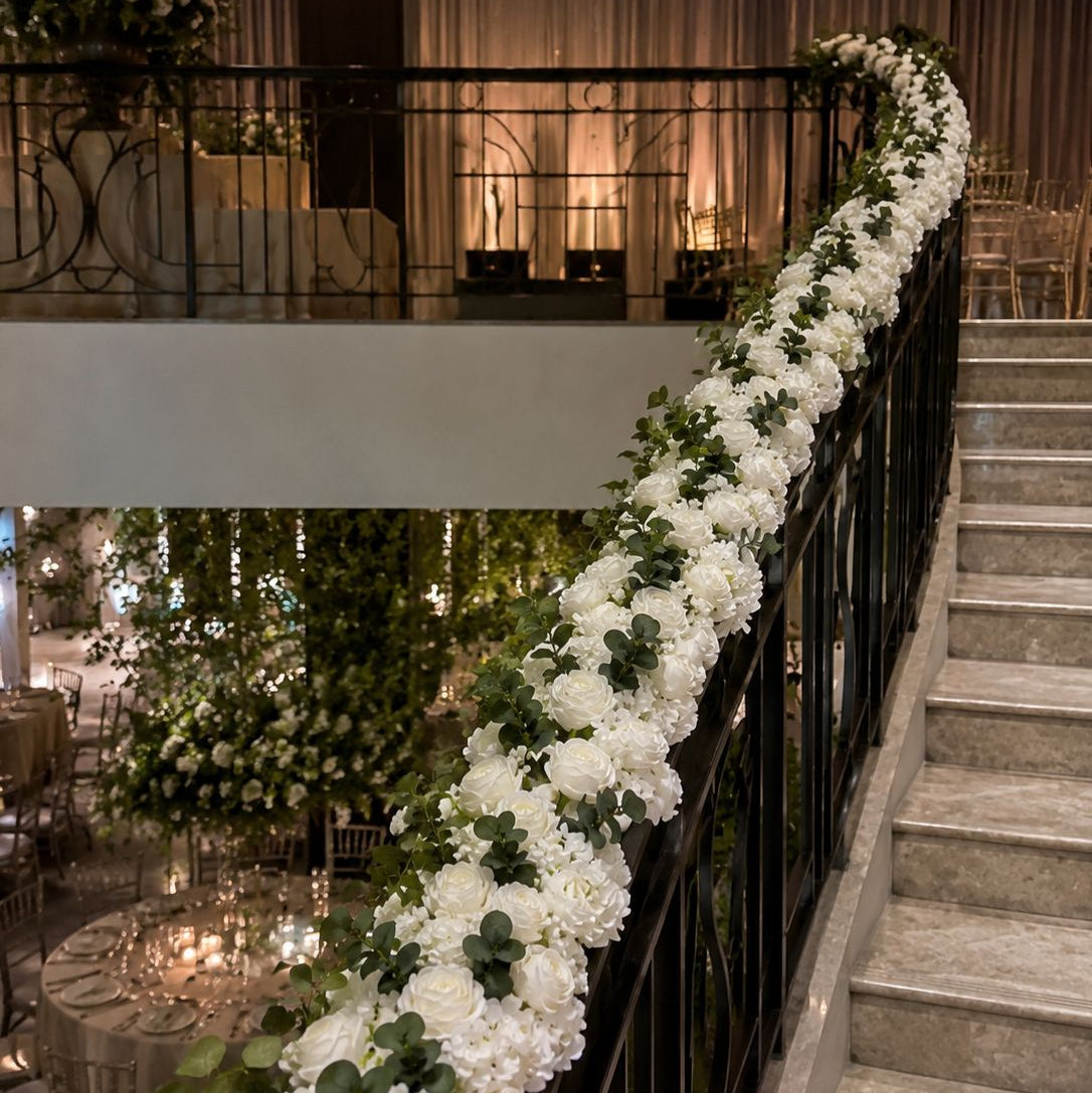 White Floral Line Garland, 6.6 ft