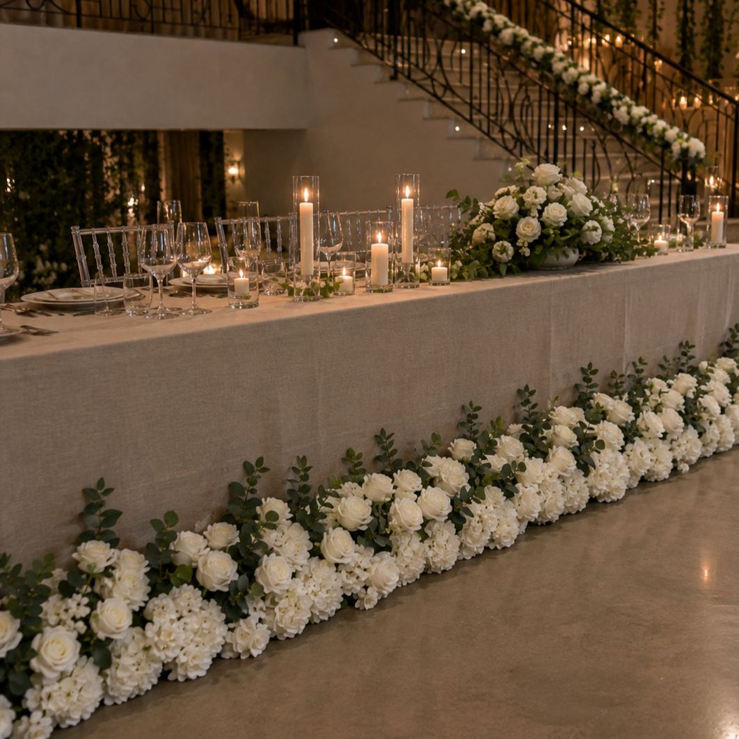 White Floral Line Garland, 6.6 ft