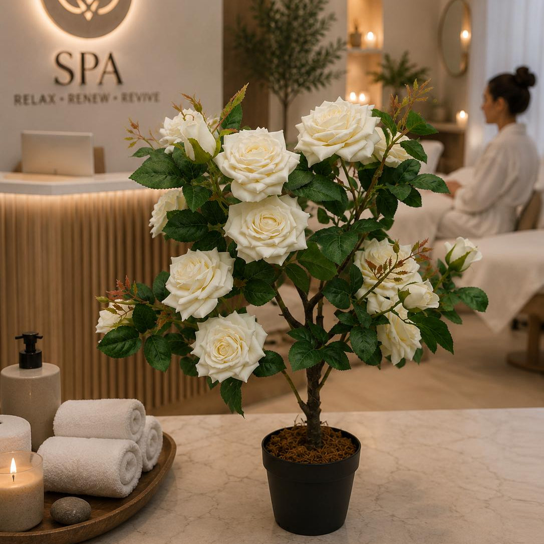 White Rose Tree in Pot, 31.5 in
