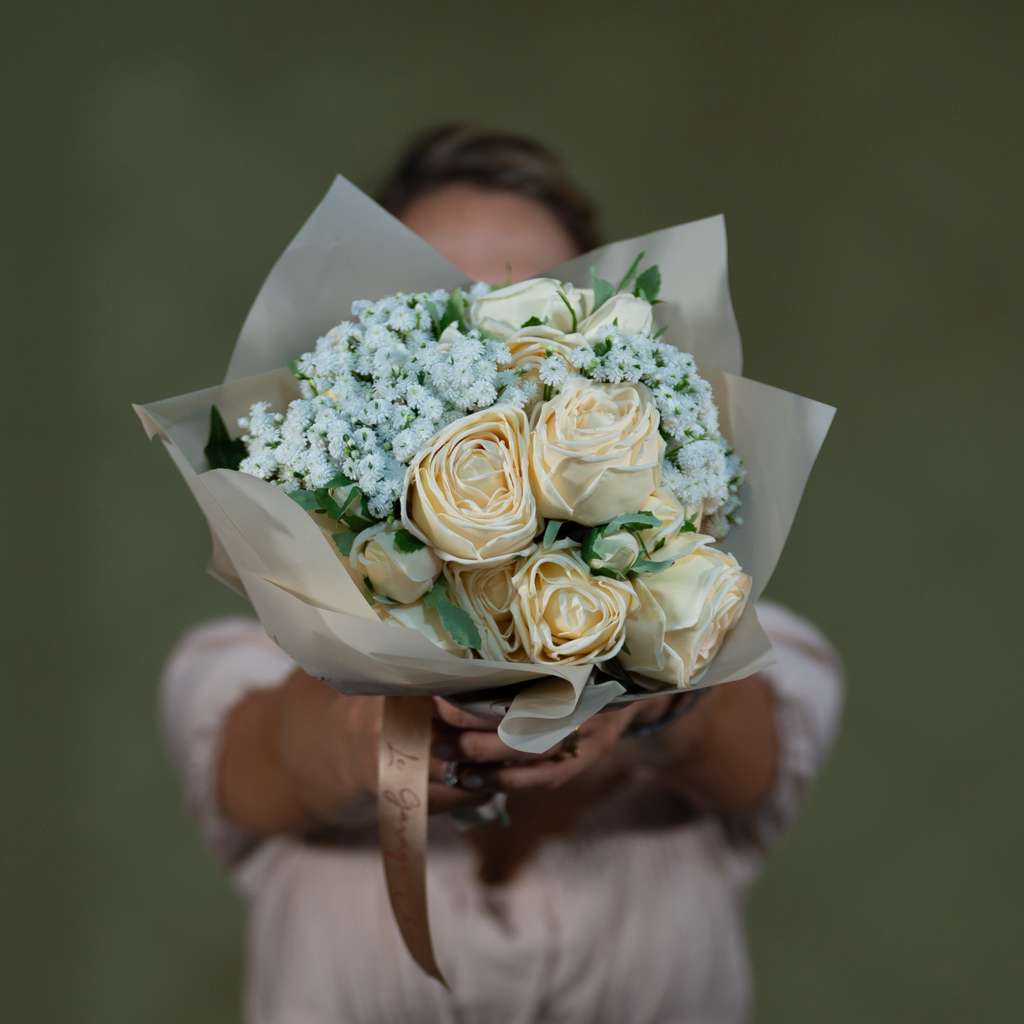 Petit Real-Touch Rose Bouquet, 10 in