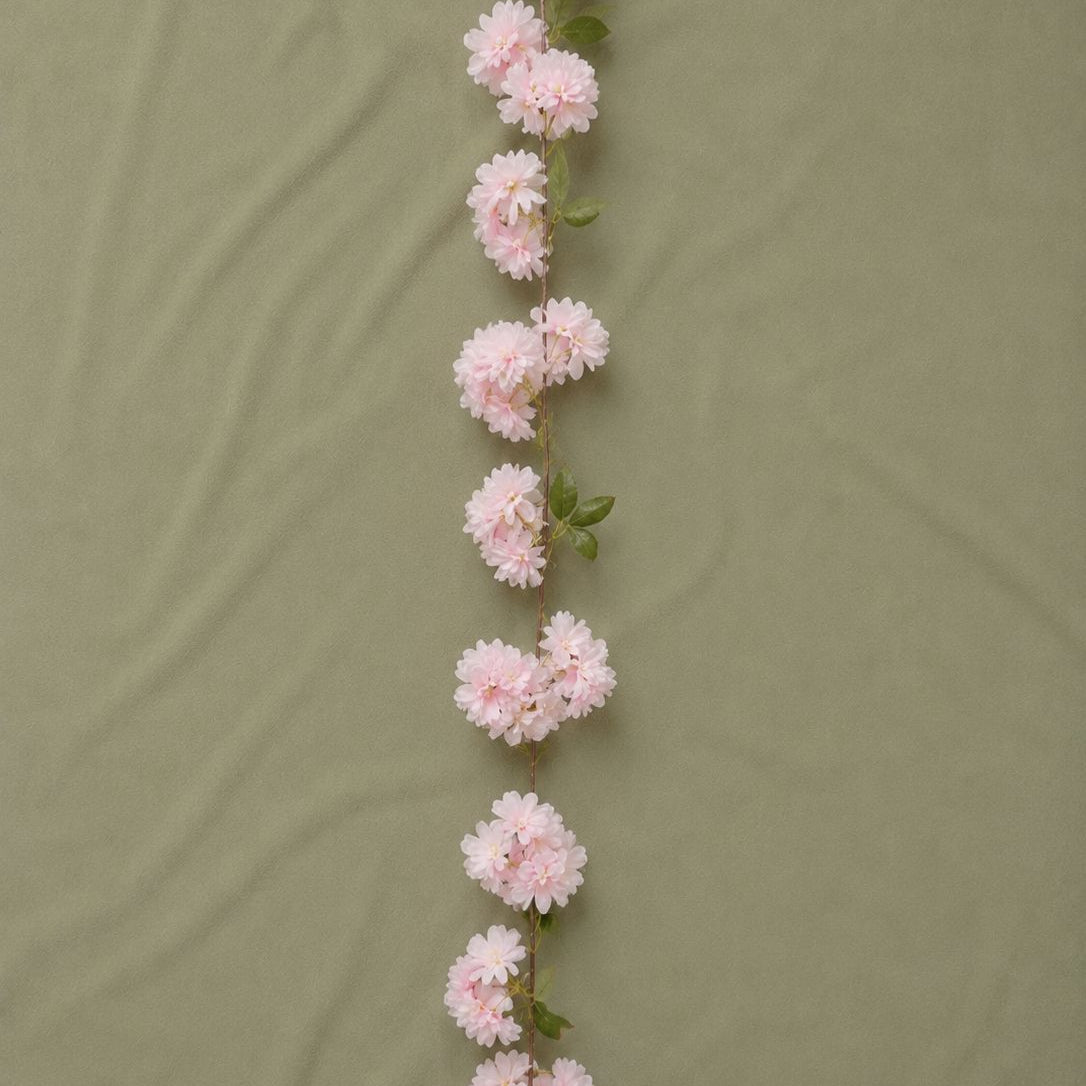 White & Pink Hydrangea Garland, 6.2 ft
