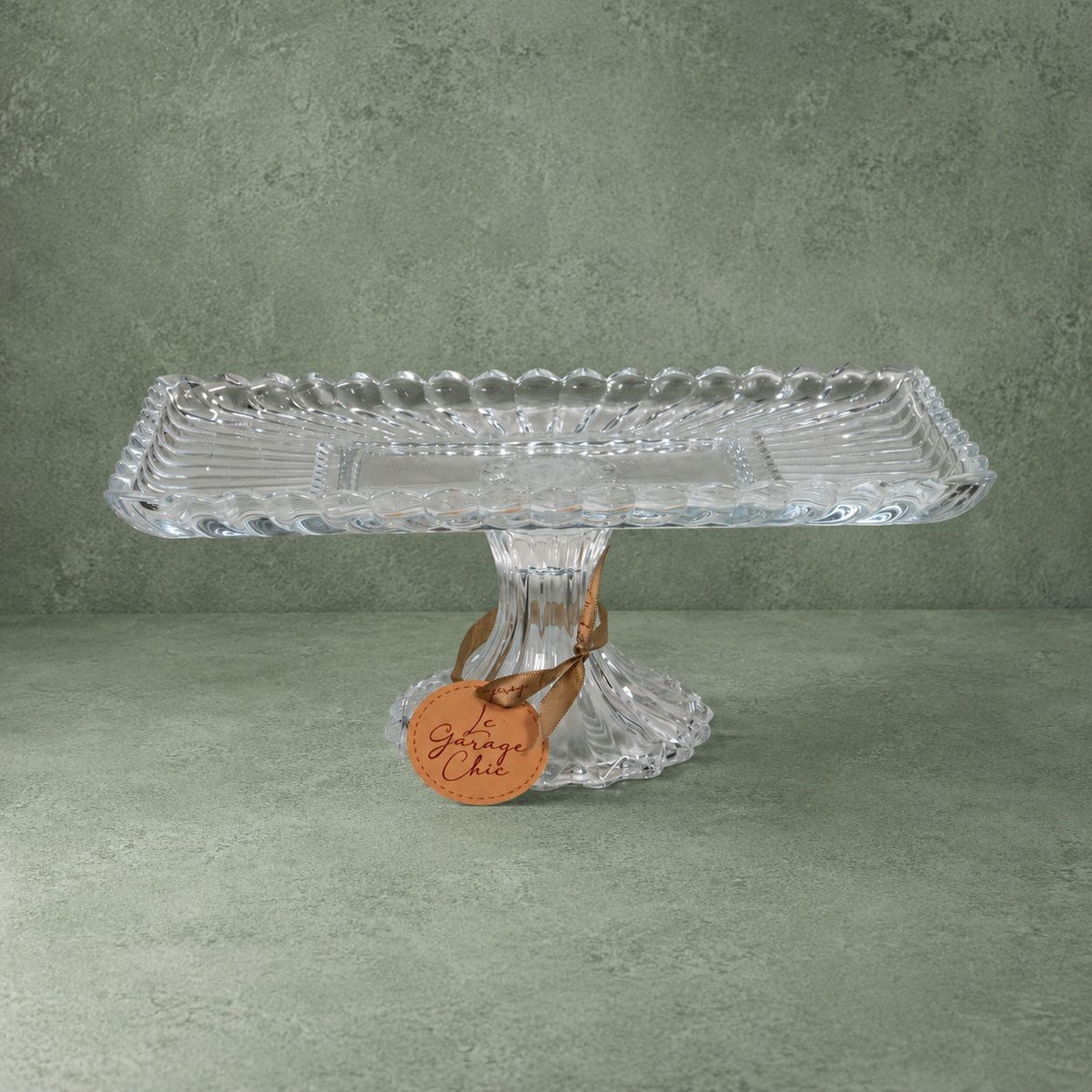 Rectangular Crystal Pedestal Cake Stand