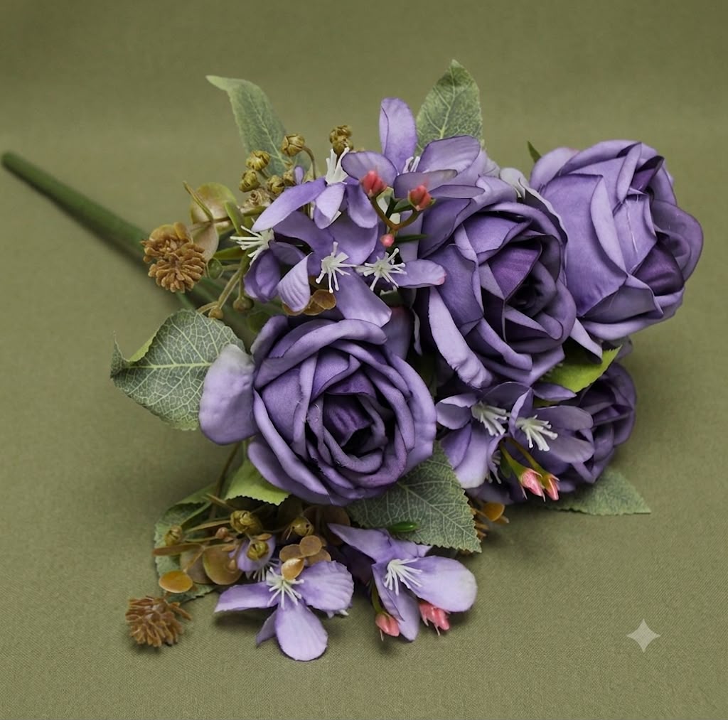 Rose Bouquet, Purple, Blue, Pink & White