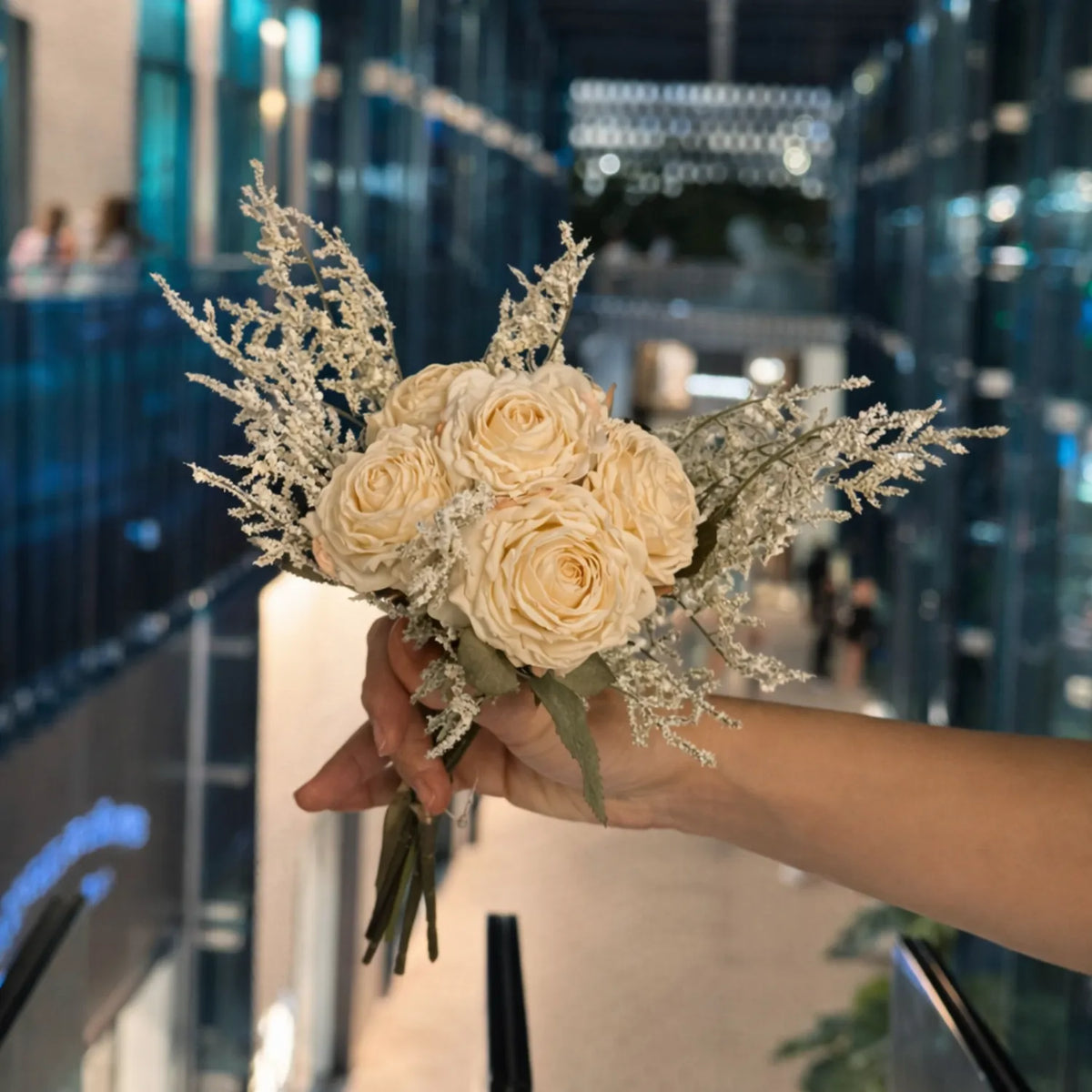 Real-Touch Bridal Rose Bouquet, 8 in