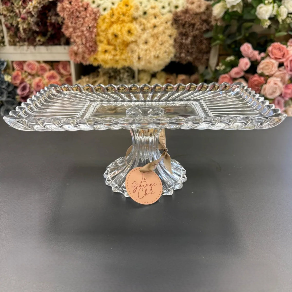 Rectangular Crystal Pedestal Cake Stand
