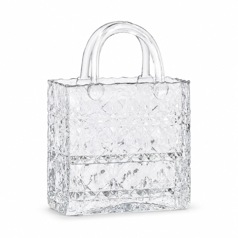 Clear Glass Handbag Vase, 21 x 29 cm