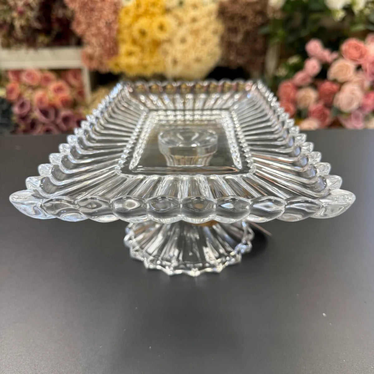 Rectangular Crystal Pedestal Cake Stand
