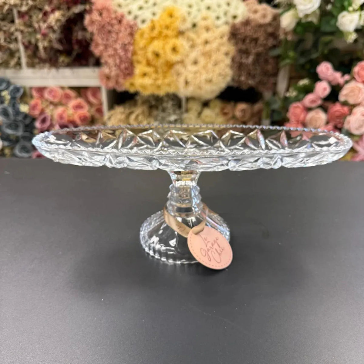 Oval Crystal Pedestal Tray