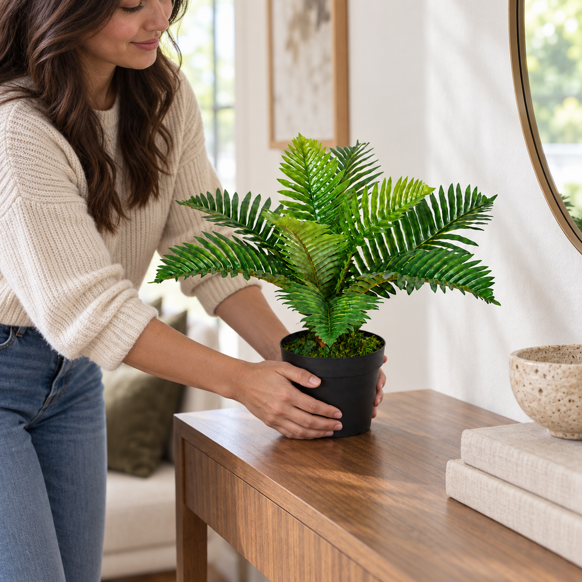 Compact Palm Tree with Pot — approved lifestyle scene