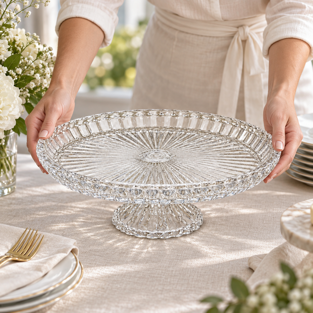 Round Glass Cake Stand, 32 x 12.5 cm