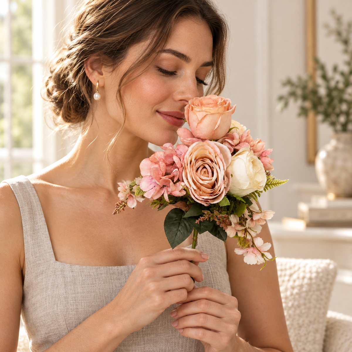 Pink, Cream & White Floral Bouquet — approved lifestyle scene
