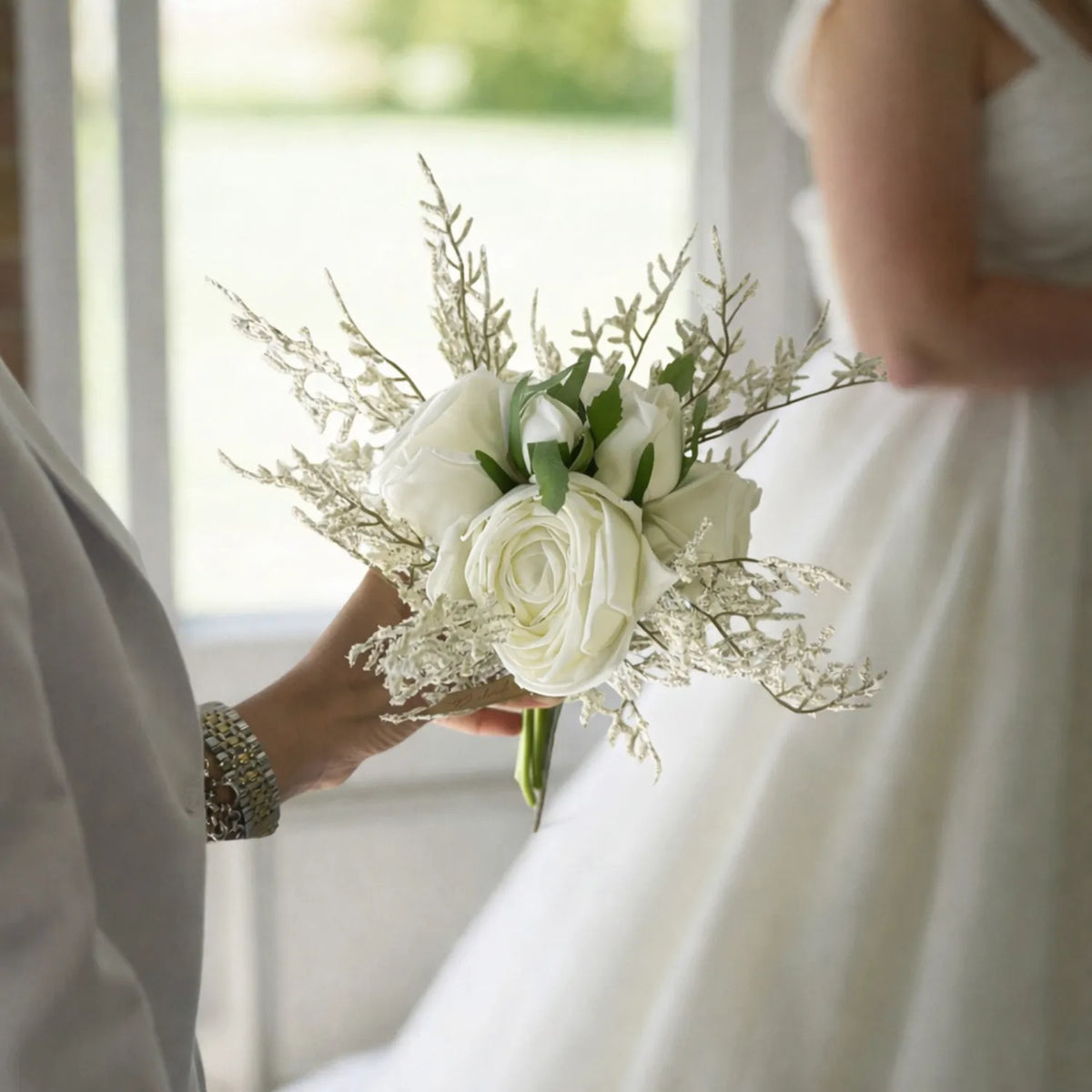 Real-Touch Bridal Rose Bouquet