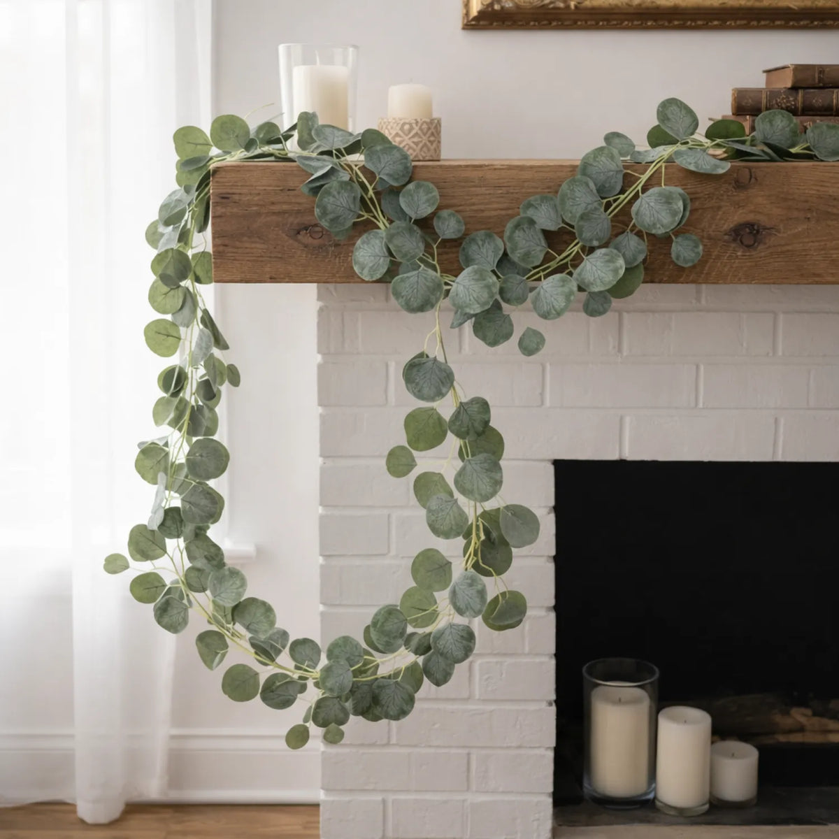 Silver Dollar Eucalyptus Garland, 6.9 ft