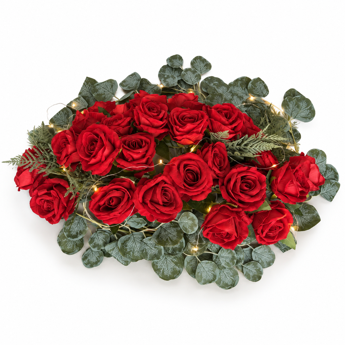 Pre-Lit Red Rose & Eucalyptus Centerpiece