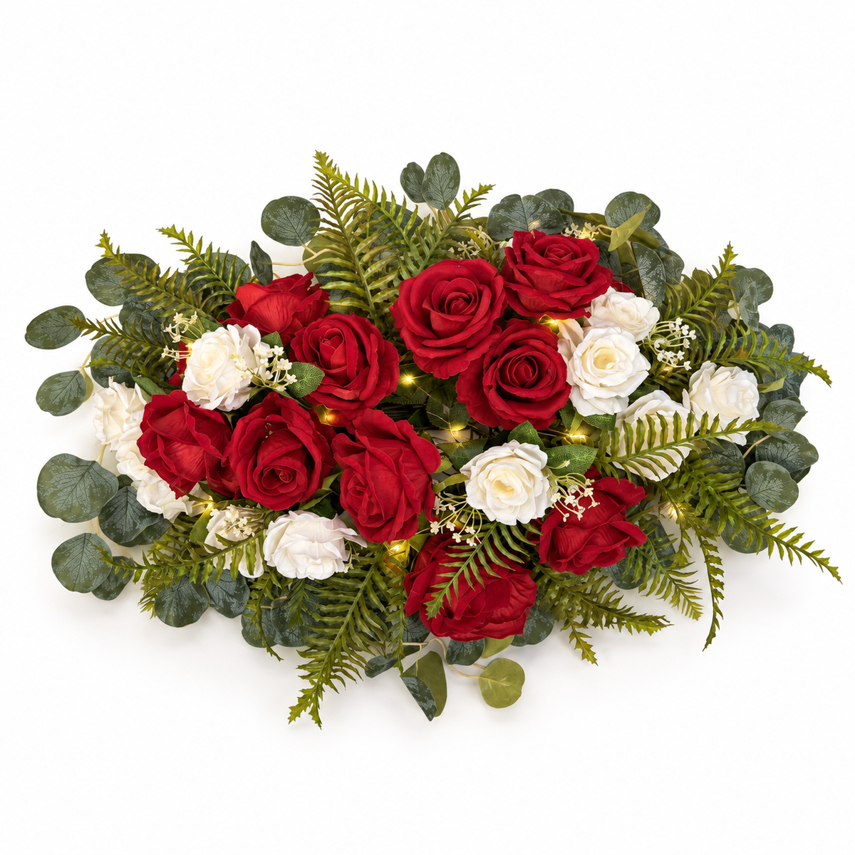 Pre-Lit Red & White Rose Centerpiece