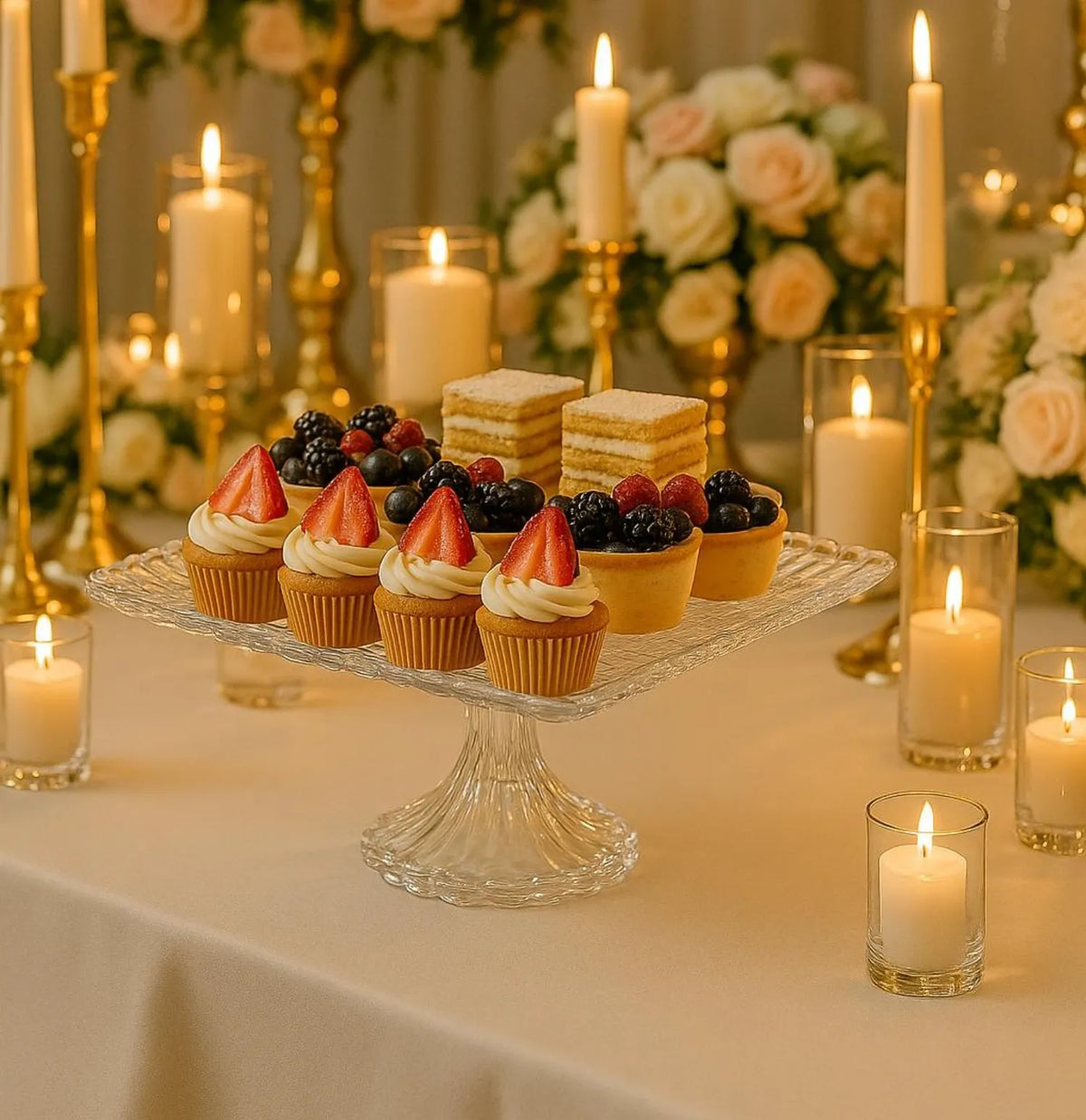 Rectangular Crystal Pedestal Cake Stand
