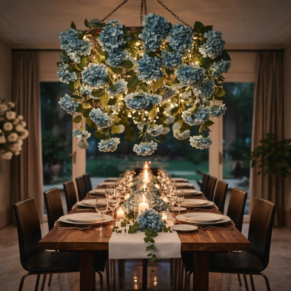 Hydrangea Garland, Blue & Pink