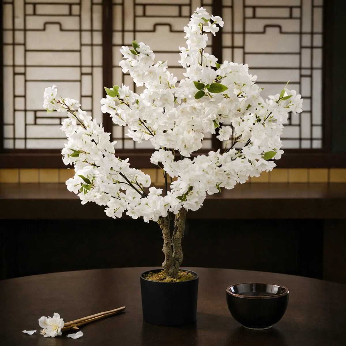 White Blossom Tree with Pot